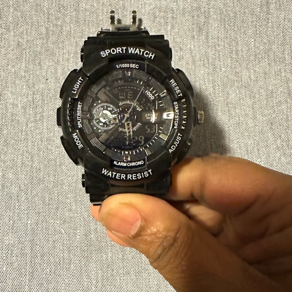 Black Sport Watch with Digital Display